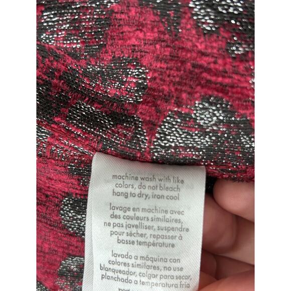 NWT Rachel Parcell Womens Red Metallic Floral Hi-Low Fit & Flare Skirt Size 6 - Picture 9 of 11